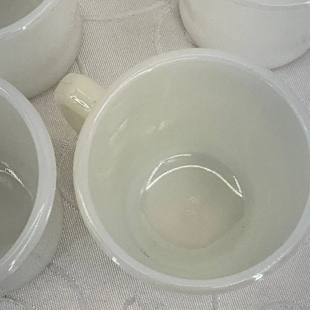 Fire-King White Milk‎ Glass Coffee Mugs Set Of 4 Vintage USA